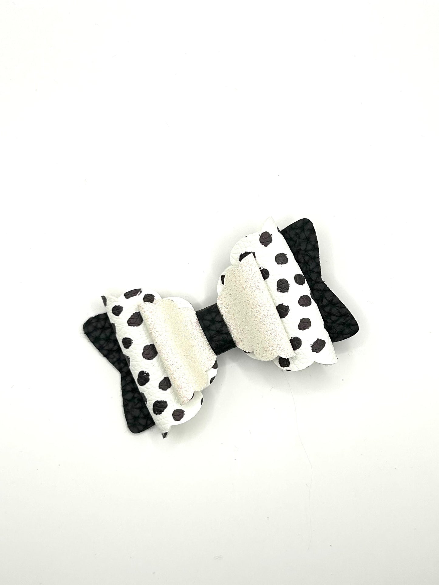 Black Dalmatian with White Glitter Hair Bow Clip