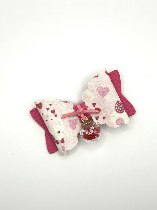 Pink Baby Elephant with Hanging Wishing Ball Hair Bow Clip