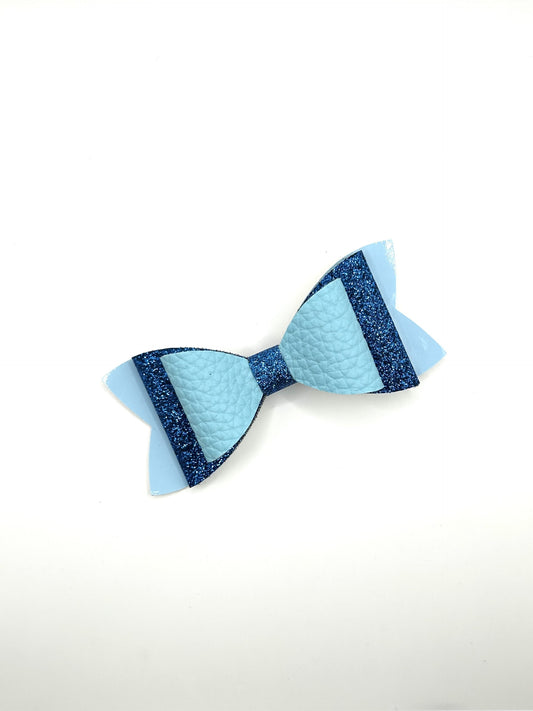 Light Blue & Dark Blue Glitter Hair Bow Clip