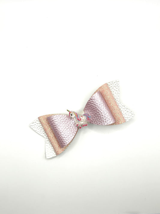 Metallic Silver & Pink Shades with Unicorn Hair Bow Clip