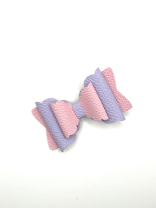 Pastel Pink base & Purple Hair Bow Clip